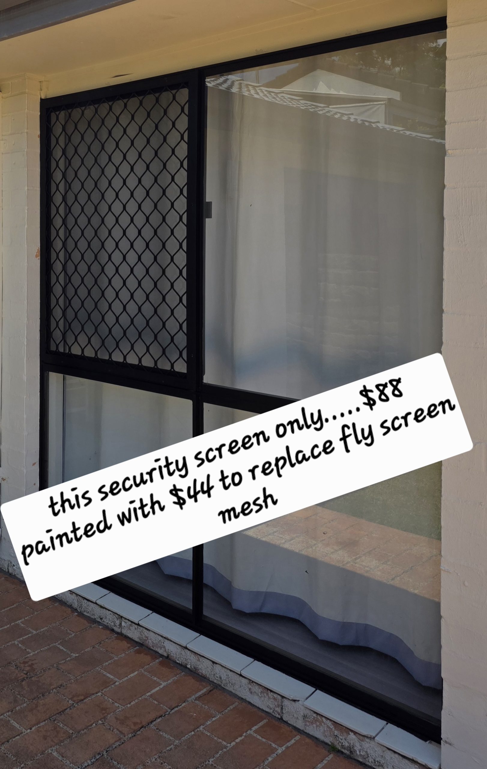 Sliding security door diamond grill