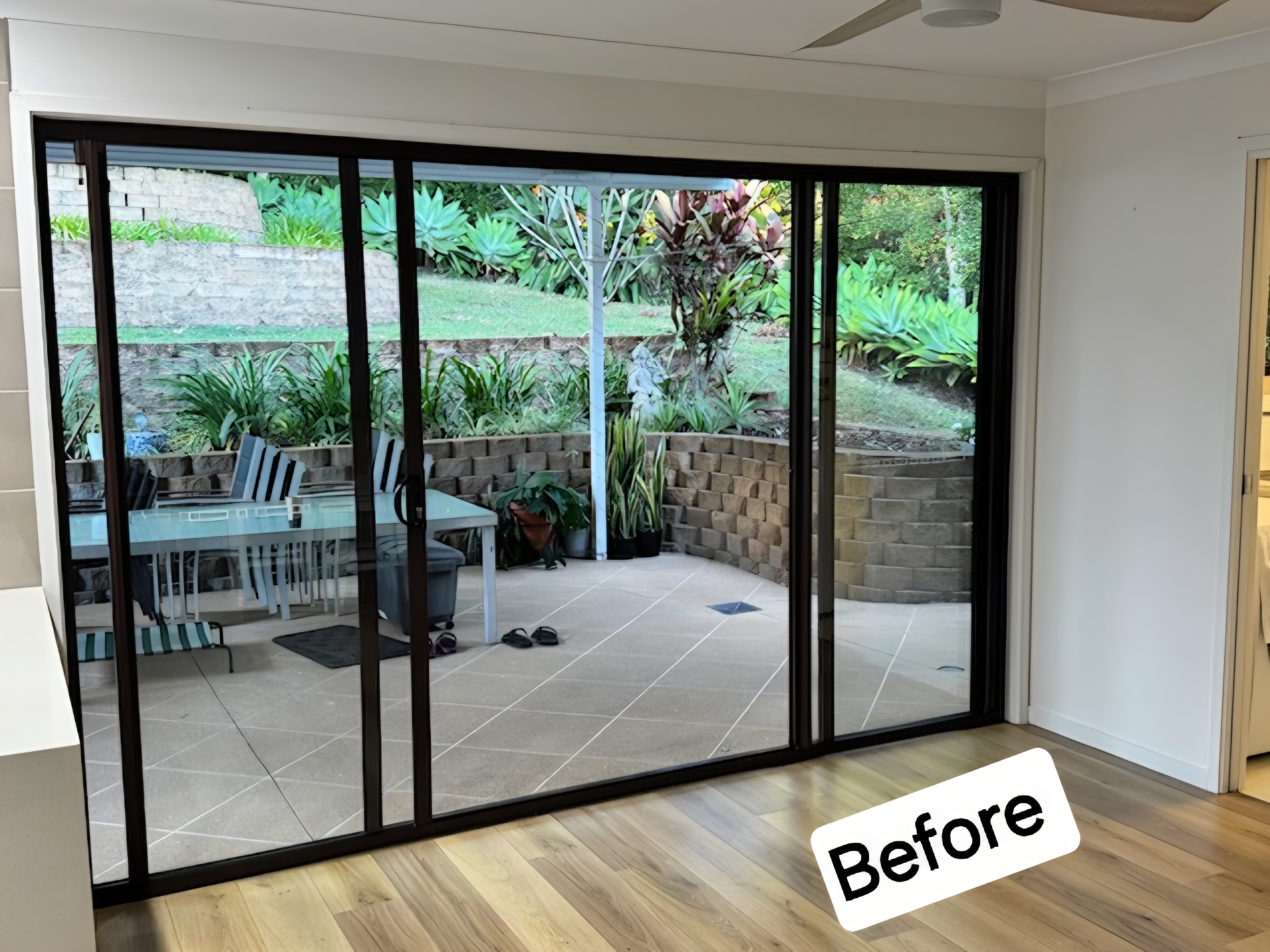Aluminium window painting Ashmore from brown anodised to Surfmist